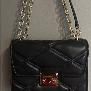 Michael Kors Black Quilted Shoulder Bag with Gold Chain